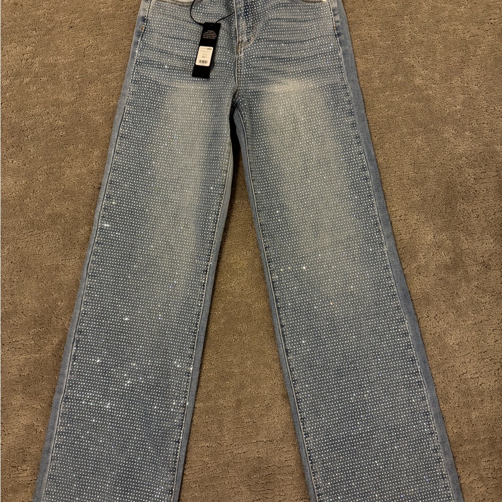 Women's Fashion Nova bedazzled Blue Jeans